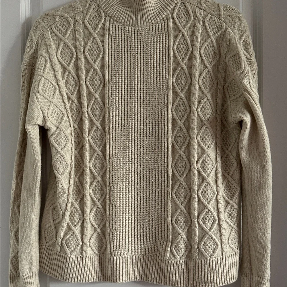 Express Brand Women’s Cream Cable Knit Turtleneck Sweater - Picture 5 of 6
